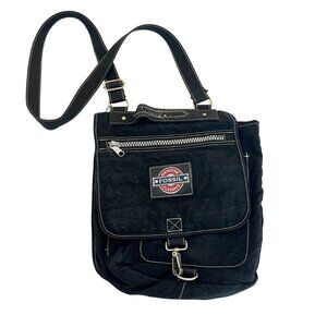 Vintage Fossil Black Nylon Messenger Crossbody Bag Y2K Academia Logo
